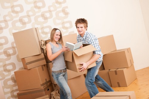 Team of experts managing office relocation